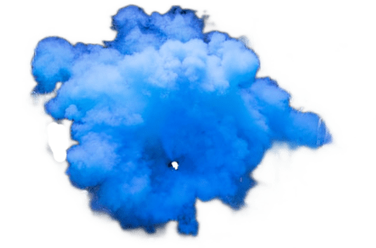A blue cloud, as from an atmosphere aerosol of colored fog in a can.