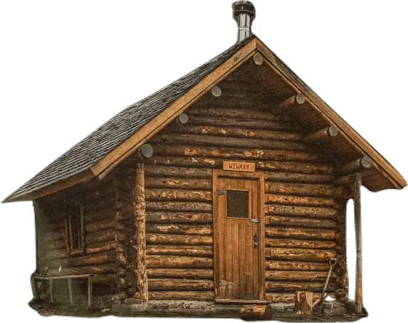 A log cabin.