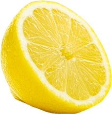 Half of a bright yellow lemon.
