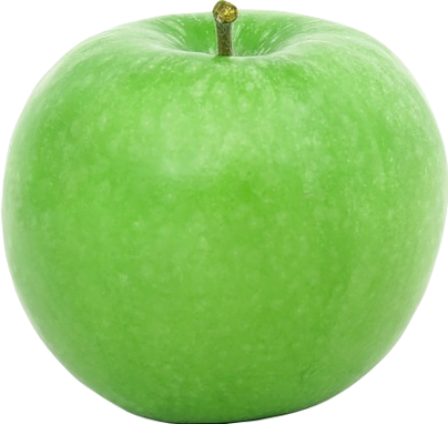 A shiny fresh green apple.
