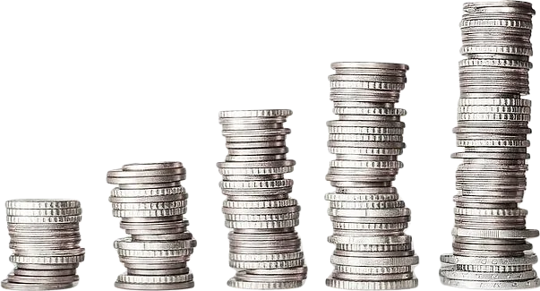 A stack of shiny silver coins.