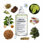 Under the Lemon Tree Eau de Toilette by Maison Martin Margiela Review A collage of Under the Lemon Tree by Maison Martin Margiela and its notes, including lime, petitgrain, cedar, spices and tea.