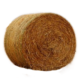 A large golden round bale of hay.
