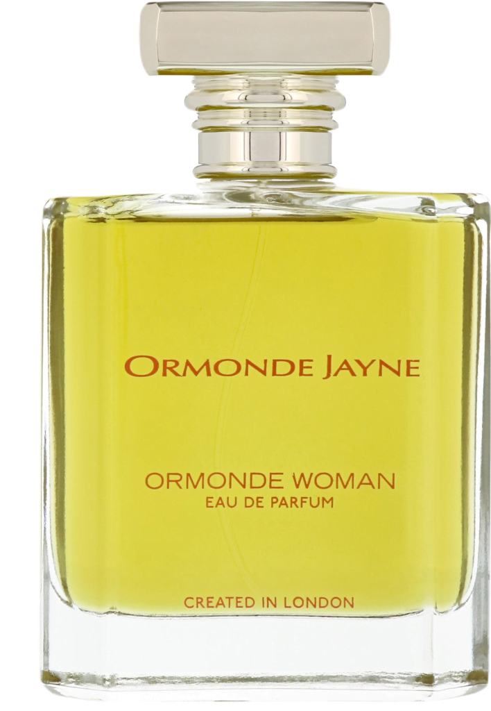 Rectangular glass bottle filled with pale green liquid Ormonde Woman Eau de Parfum by Ormonde Jayne perfume.