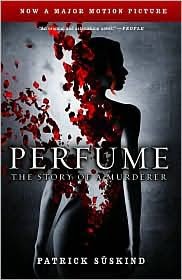 Illustrated front cover of Perfume: The Story of a Murderer By Patrick Süskind. A gray woman disintegrating into red.