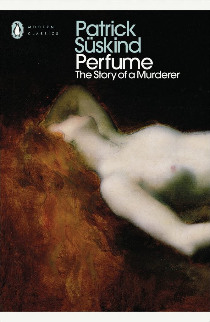 Illustrated front cover of Perfume: The Story of a Murderer By Patrick Süskind. A painted woman with bright orange hair.