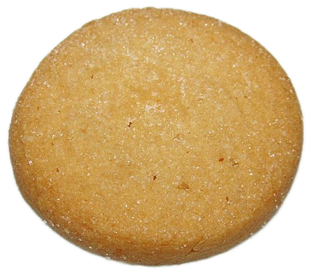 A single light brown round shortcake sugar cookie from Pepperidge Farm.
