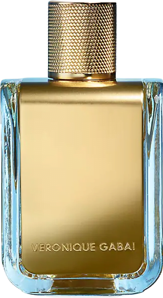 Rectangular gold and glass bottle with rounded corners of Eau du Jour Booster Eau de Parfum by Veronique Gabai.