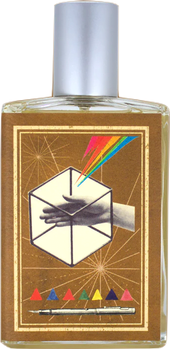 A square brown bottle of Memoirs of a Trespasser by Imaginary Authors, illustrated with abstract shapes and a grayscale hand.