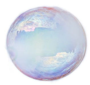 An opalescent, filmy soap bubble.