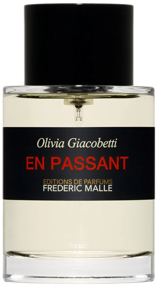 Round clear glass bottle of En Passant Eau de Parfum by Frederic Malle.