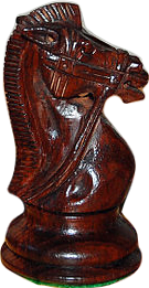 A single knight chess piece carved out of palisander rosewood.