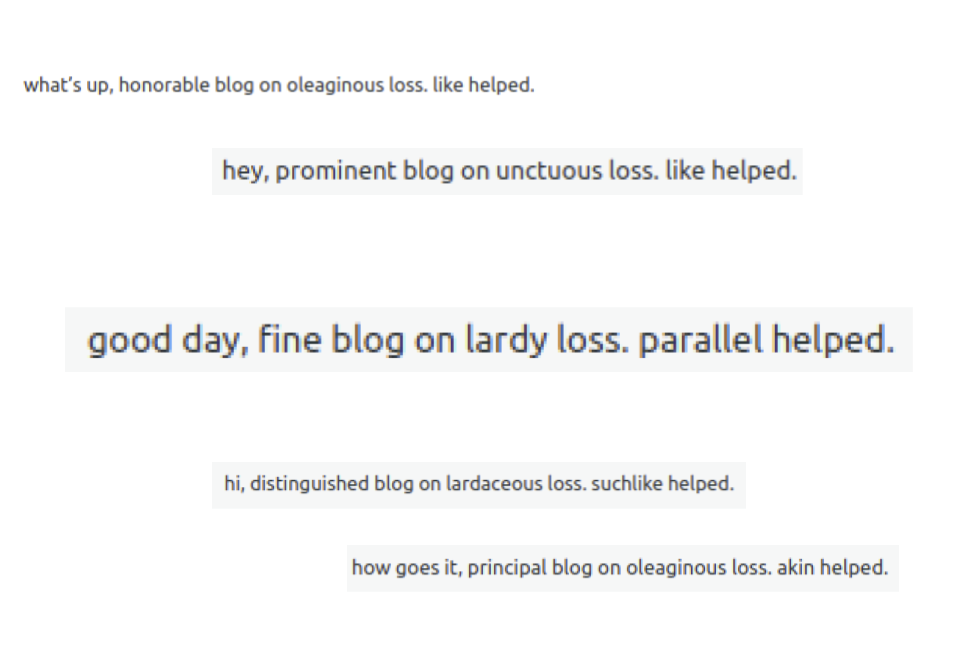 Collage of befuddling word salad spam comments revolving around various synonyms for the word "oily."