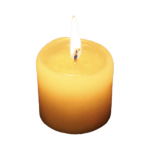 I Lost Myself A luminous yellow wax candle lit with a single wick flame.